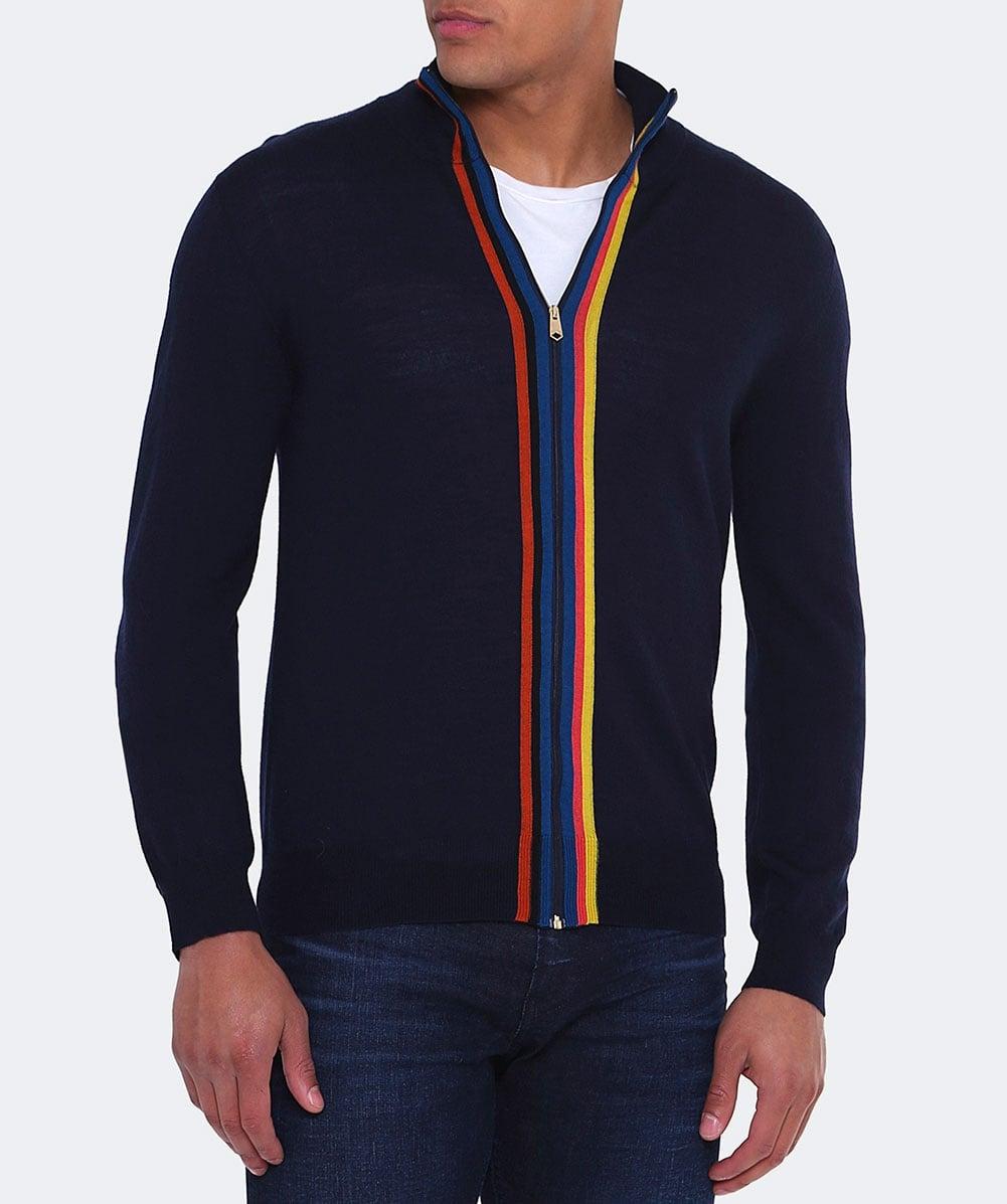 Paul Smith Zipthrough Wool Artist Stripe Cardigan in Blue for Men Lyst
